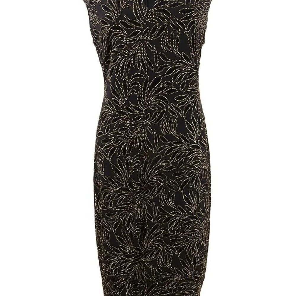 CONNECTED APPAREL Black/Gold Cap Sleeve Dress - Picture 3 of 5